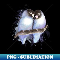 Watercolor Blue Love Birds Cuddling - Artistic Sublimation Digital File - Unlock Vibrant Sublimation Designs