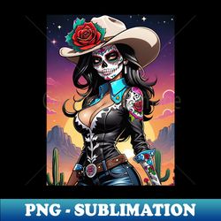 Vaquera - Dia De Los Muertos- Cowgirl - PNG Transparent Sublimation Design - Boost Your Success with this Inspirational PNG Download