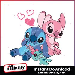 stitch and angel lovers disney valentine svg