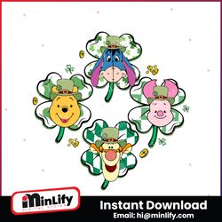 pooh and friends shamrock patrick day svg