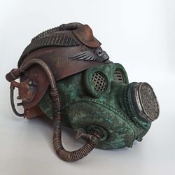 Exclusive helmet in post-apocalyptic steampunk cyberpunk styles