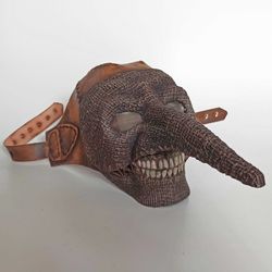 Plague Doctor mask made of burlap and genuine leather