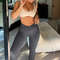 Womens Knitted Leggings With Elastic Waist Seamless Slim Thread Tights Ribbed Training Leggings 2