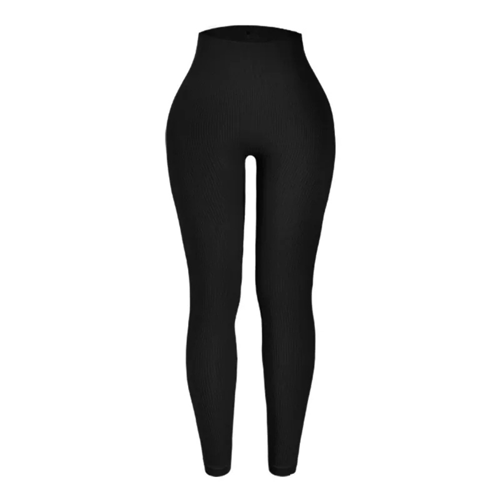 Womens Knitted Leggings With Elastic Waist Seamless Slim Thread Tights Ribbed Training Leggings 6
