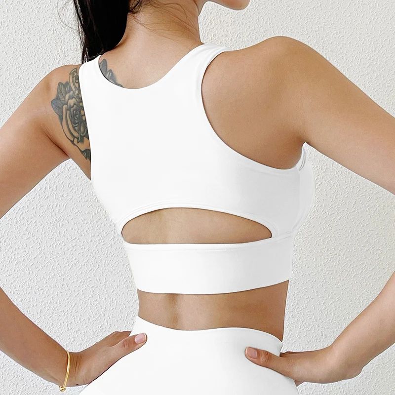 Womens Strappy Sports Bra Sport Yoga Bra Tight Elastic Breathable Workout Top 2