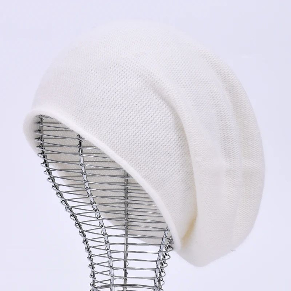 Cashmere Beanie Hat For Women Slouchy Wool Knit Beanie Casual Crimping Beanie For Winter 3