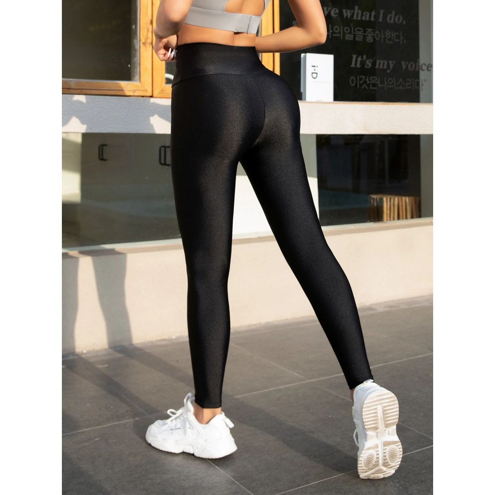 Shiny Black Glossy Leggings For Women High Waist Tight Bottoms Pants Workout Leggings For Gym 3