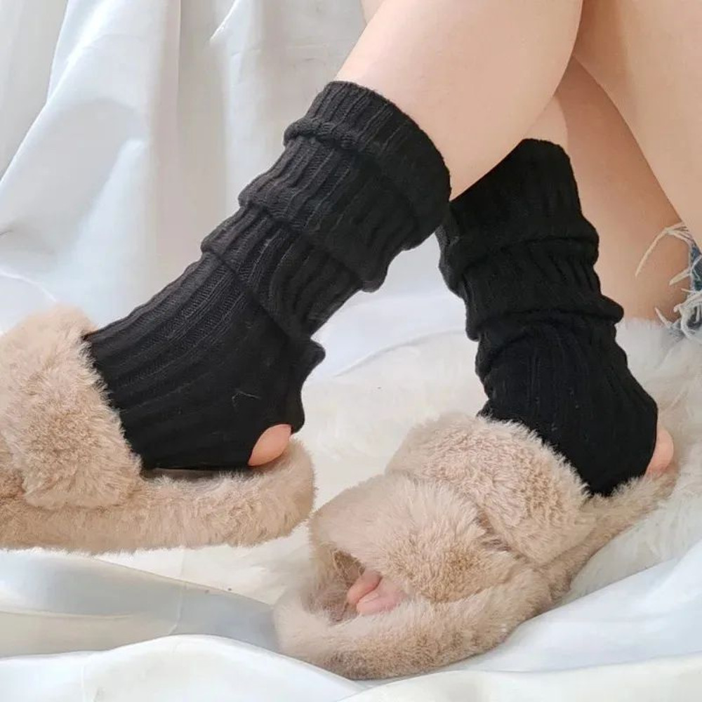 Leg Warmers For Women Soft Knitted Pleated Long Boot Socks For Winter Warm Knitted Knee High Socks 2