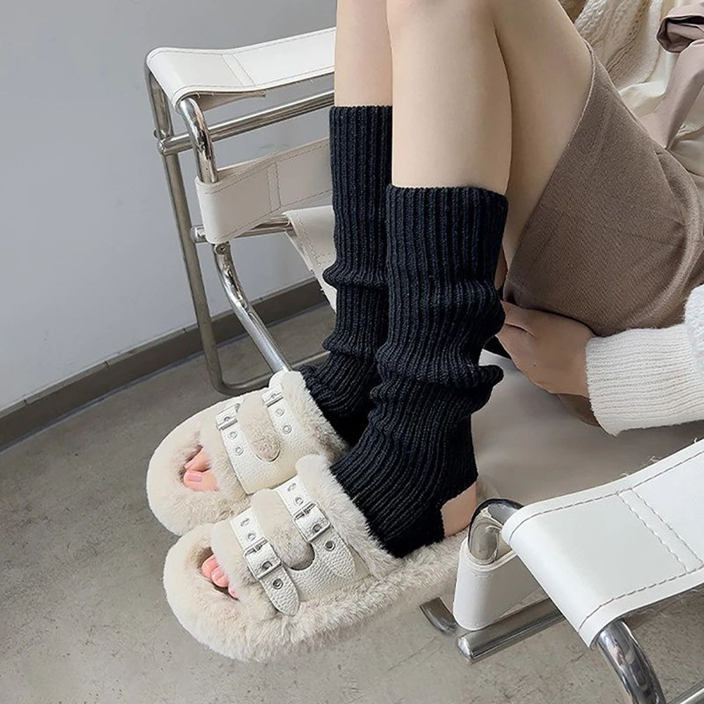Leg Warmers For Women Soft Knitted Pleated Long Boot Socks For Winter Warm Knitted Knee High Socks 5