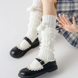 cozy winter leg warmers, soft, knitted thick footed leg warmers for women, thickened stockings women socks
