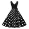 Womens Retro Summer Dress VNeck Polka Dot Pinup Party Dress with Bow Audrey HepburnInspired 50s