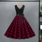 Womens Retro Summer Dress VNeck Polka Dot Pinup Party Dress with Bow Audrey HepburnInspired 50s
