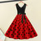 Womens Retro Summer Dress VNeck Polka Dot Pinup Party Dress with Bow Audrey HepburnInspired 50s