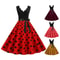 Womens Retro Summer Dress VNeck Polka Dot Pinup Party Dress with Bow Audrey HepburnInspired 50s