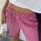 Casual Vintage Shorts for Women High Waist Elastic Waist Striped Print Pajama Pants Beachwear St