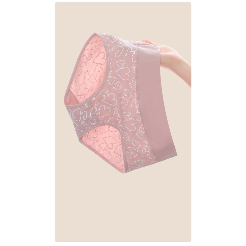 Breathable Cotton Womens Panties High Waist Briefs with Fashion Print Comfortable Female Lingerie