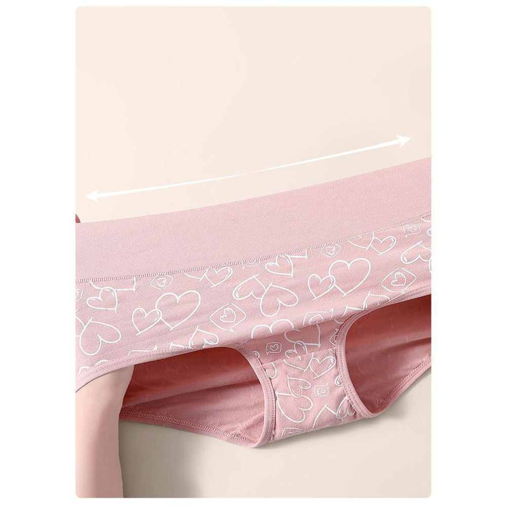 Breathable Cotton Womens Panties High Waist Briefs with Fashion Print Comfortable Female Lingerie