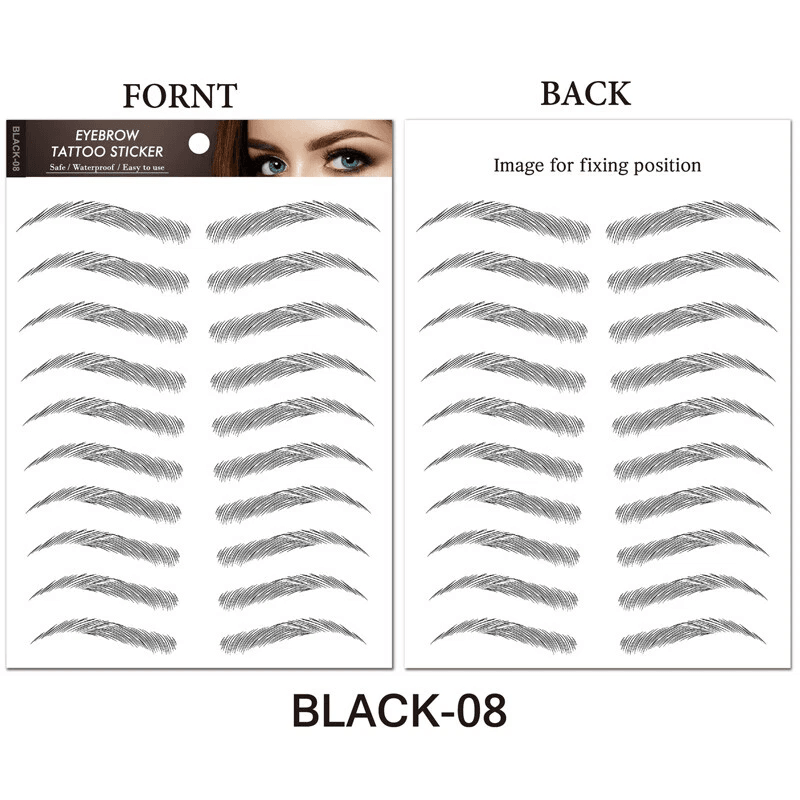 Brow Liner Sticker 6D Bionic Tattoo False Eyebrow Stamp Waterproof Black Brown Reusable StickOn Eye 12