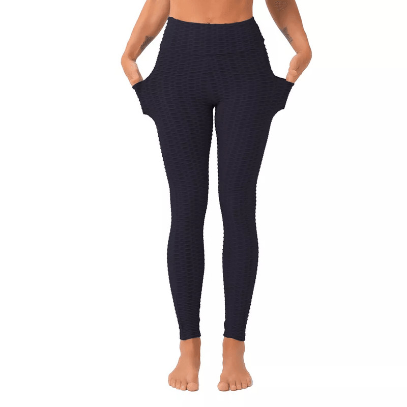 Womens Anti Cellulite Butt Lifting High Waist Yoga Leggings With Pocket Pants For Workout Fitness 2