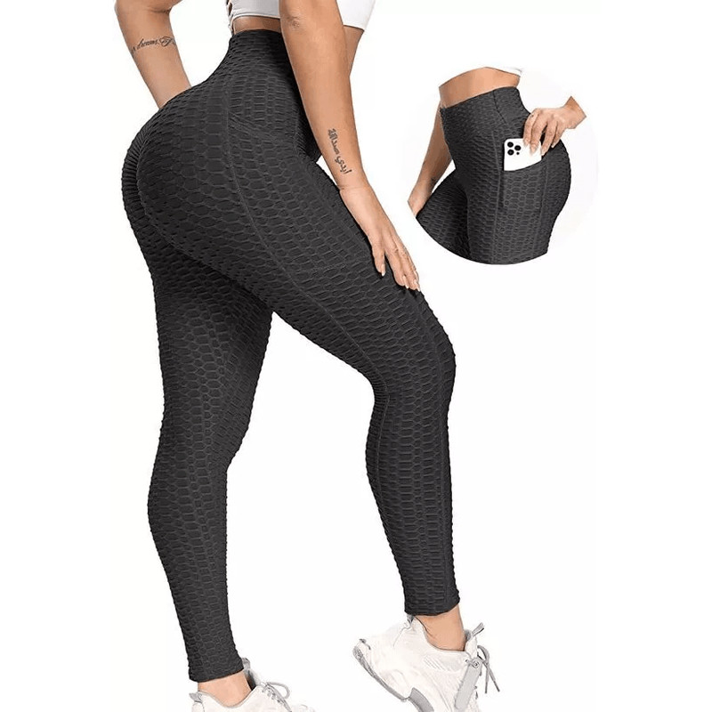 Womens Anti Cellulite Butt Lifting High Waist Yoga Leggings With Pocket Pants For Workout Fitness 0