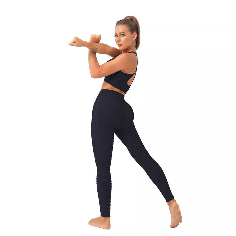 Womens Anti Cellulite Butt Lifting High Waist Yoga Leggings With Pocket Pants For Workout Fitness 3