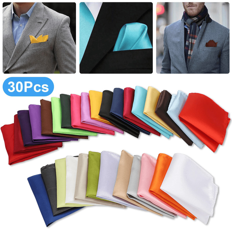Mens Satin Silk Pocket Hankies Solid Color Handkerchiefs For Weddings Formal Wear 0