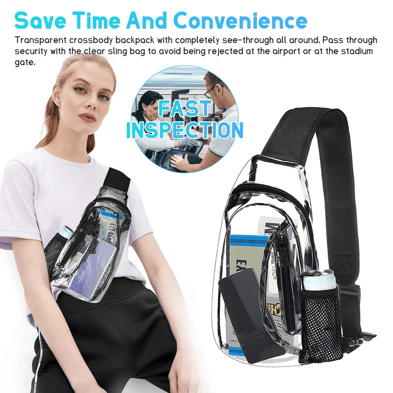 Clear PVC Shoulder Crossbody Sling Bag For Men  Women Waterproof Transparent Backpack Chest Bag Wit 4