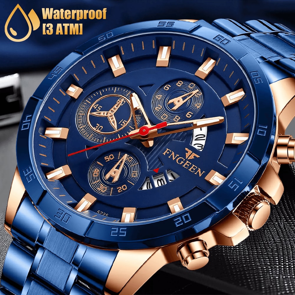 Waterproof Men Watch Stainless Steel Quartz Classic Business Luminous Wristwatch Water Resistant Dr 0