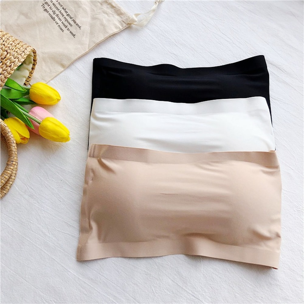 Ice Silk Strapless Bra Seamless Crop Top Bralette For Women Soft Summer Underwear 3