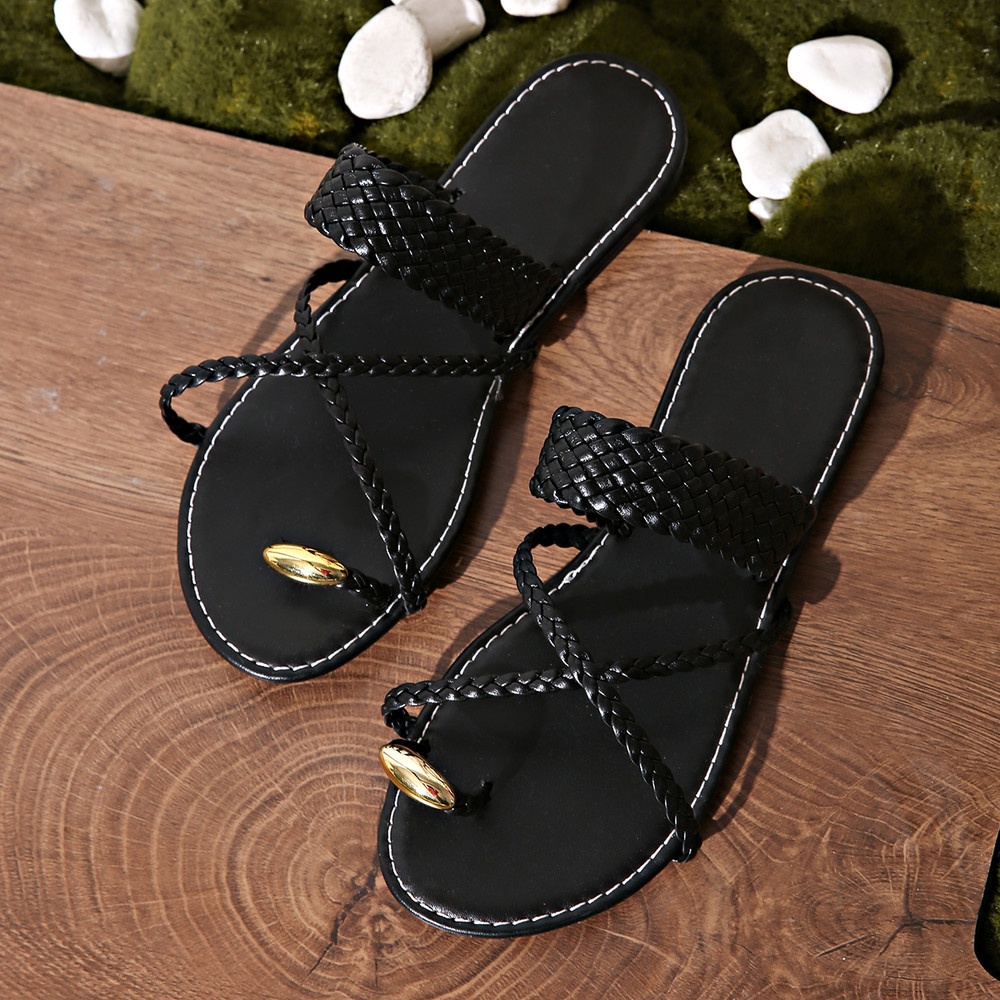 Fashion Gold Clip Toe Sandals Women Summer Flat Heels Beach Flip Flops Woman Lightweight Outdoor Sl 7