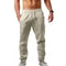 Mens Cotton Linen Pants For Autumn New Breathable Solid Color Linen Trousers For Fitness Streetwea