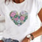 Love Heart Print Women Summer T Shirt Y2K Funny O Neck Tops Tee for Girls, 90s Casual Female Clothing
