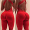 Womens Sports Suit, Sleeveless Backless Jumpsuit, Quick-Dry Gym Bodysuit, Fitness Tights Scrunch Leggings for Workouts