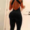 Womens Sports Suit, Sleeveless Backless Jumpsuit, Quick-Dry Gym Bodysuit, Fitness Tights Scrunch Leggings for Workouts