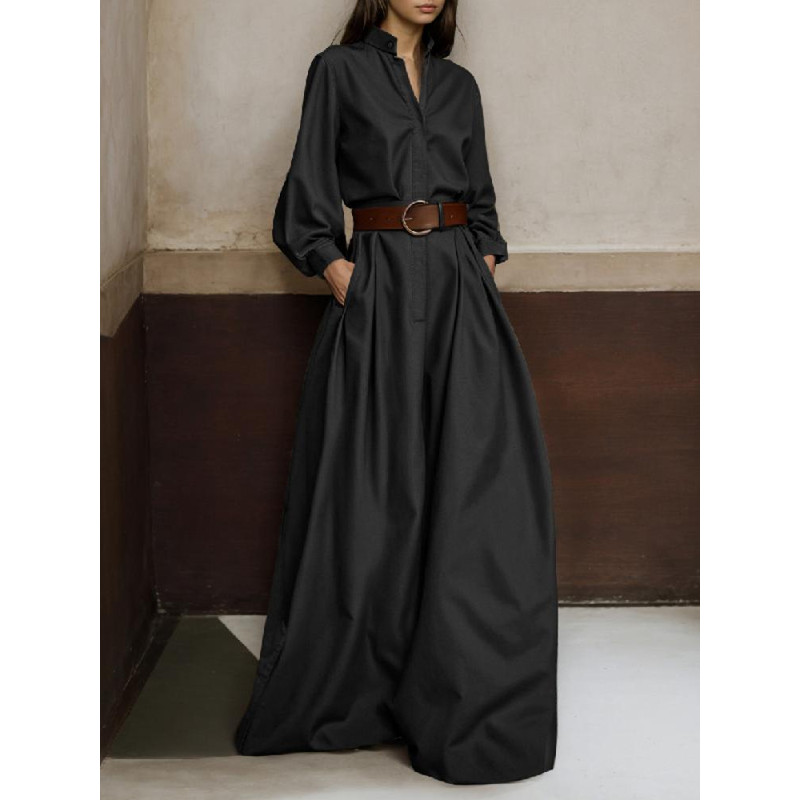 Onecozyday Stylish Solid Color Coverall for Urban Women, Stand Collar, High Waist, Loose Fit One-Piece Suit