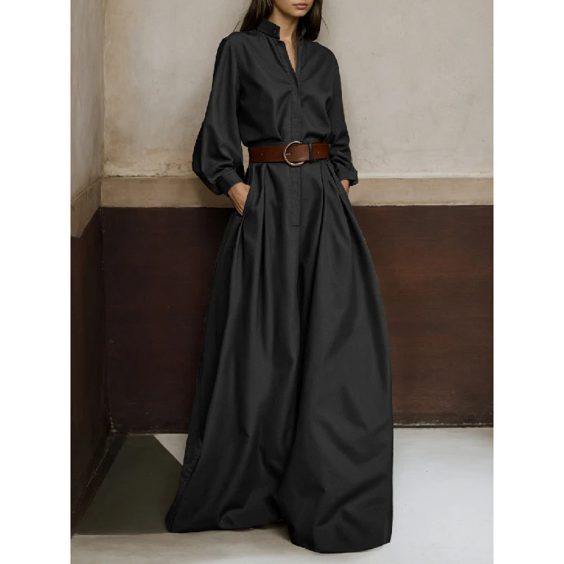 Onecozyday Stylish Solid Color Coverall for Urban Women, Stand Collar, High Waist, Loose Fit One-Piece Suit