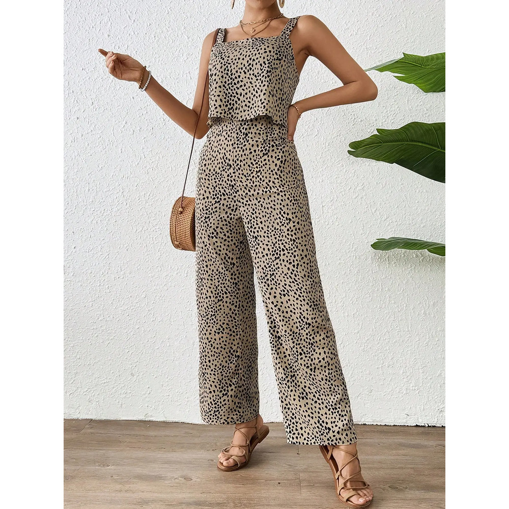 Elegant Casual Womens Romper Edition, Double Strap Printed Romper for Stylish Comfort