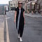 Bonboho Summer Womens Casual Jumpsuit, Black Hooded Short Sleeves Striped Overall, Loose Fit Streetwear One-Piece Outfit