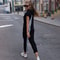 Bonboho Summer Womens Casual Jumpsuit, Black Hooded Short Sleeves Striped Overall, Loose Fit Streetwear One-Piece Outfit