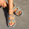Soft Summer Holiday Printing Women Slippers Pillow Platform, Adjustable Double-Buckle Sandals, Vacation Beach Comfort