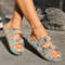 Soft Summer Holiday Printing Women Slippers Pillow Platform, Adjustable Double-Buckle Sandals, Vacation Beach Comfort