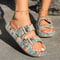 Soft Summer Holiday Printing Women Slippers Pillow Platform, Adjustable Double-Buckle Sandals, Vacation Beach Comfort