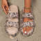 Soft Summer Holiday Printing Women Slippers Pillow Platform, Adjustable Double-Buckle Sandals, Vacation Beach Comfort