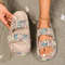 Soft Summer Holiday Printing Women Slippers Pillow Platform, Adjustable Double-Buckle Sandals, Vacation Beach Comfort