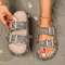 Soft Summer Holiday Printing Women Slippers Pillow Platform, Adjustable Double-Buckle Sandals, Vacation Beach Comfort