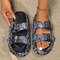 Soft Summer Holiday Printing Women Slippers Pillow Platform, Adjustable Double-Buckle Sandals, Vacation Beach Comfort