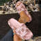 Soft Summer Holiday Printing Women Slippers Pillow Platform, Adjustable Double-Buckle Sandals, Vacation Beach Comfort
