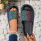 Soft Summer Holiday Printing Women Slippers Pillow Platform, Adjustable Double-Buckle Sandals, Vacation Beach Comfort