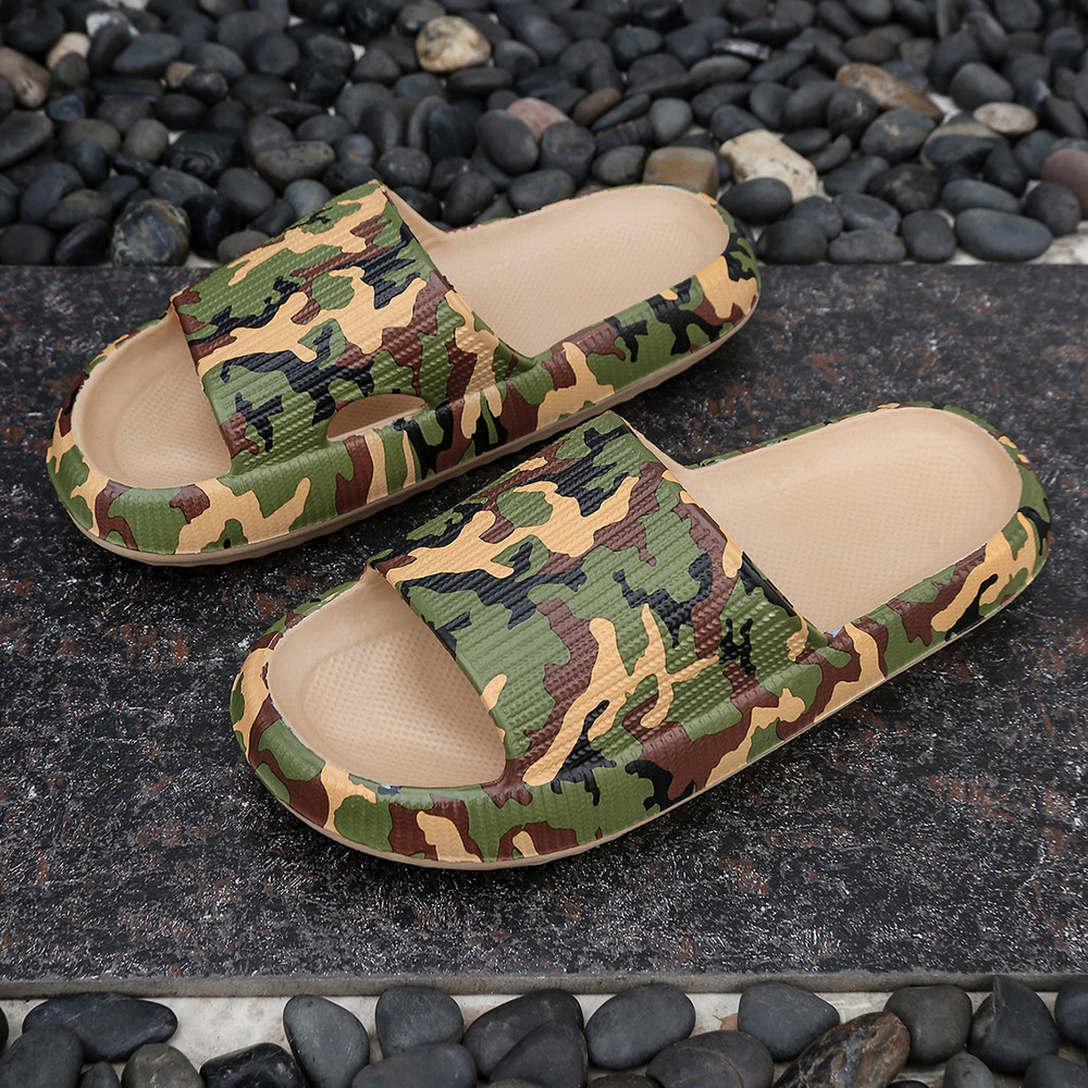 Soft Summer Holiday Printing Women Slippers Pillow Platform, Adjustable Double-Buckle Sandals, Vacation Beach Comfort