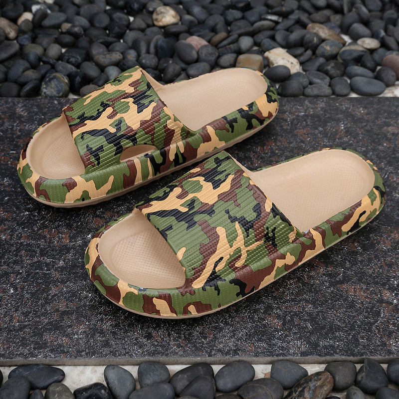 Soft Summer Holiday Printing Women Slippers Pillow Platform, Adjustable Double-Buckle Sandals, Vacation Beach Comfort